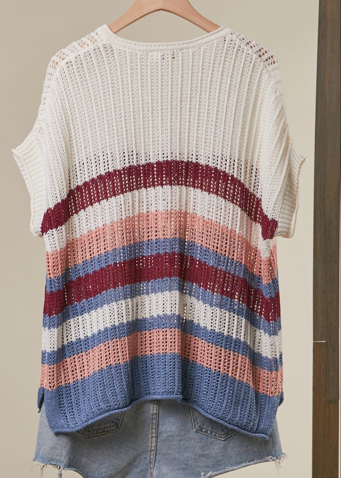 Saltwater Striped Crochet Open Knit Top - Westly
