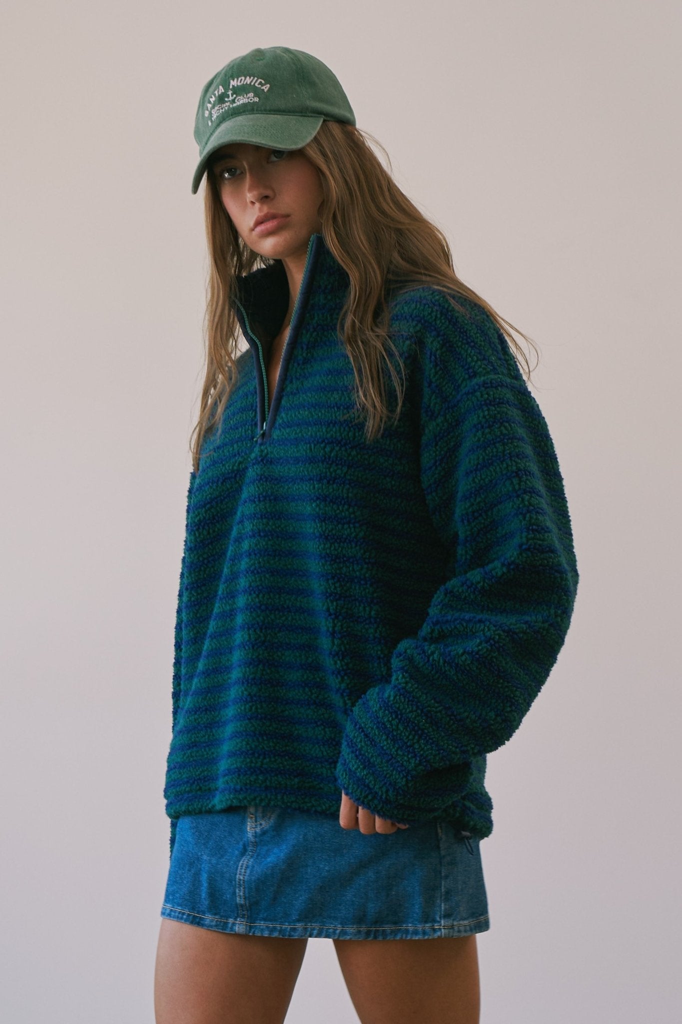 Sanctuary Striped Fleece Half Zip Pullover - Westly