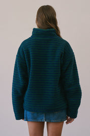 Sanctuary Striped Fleece Half Zip Pullover - Westly