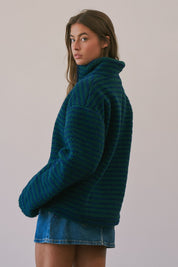 Sanctuary Striped Fleece Half Zip Pullover - Westly