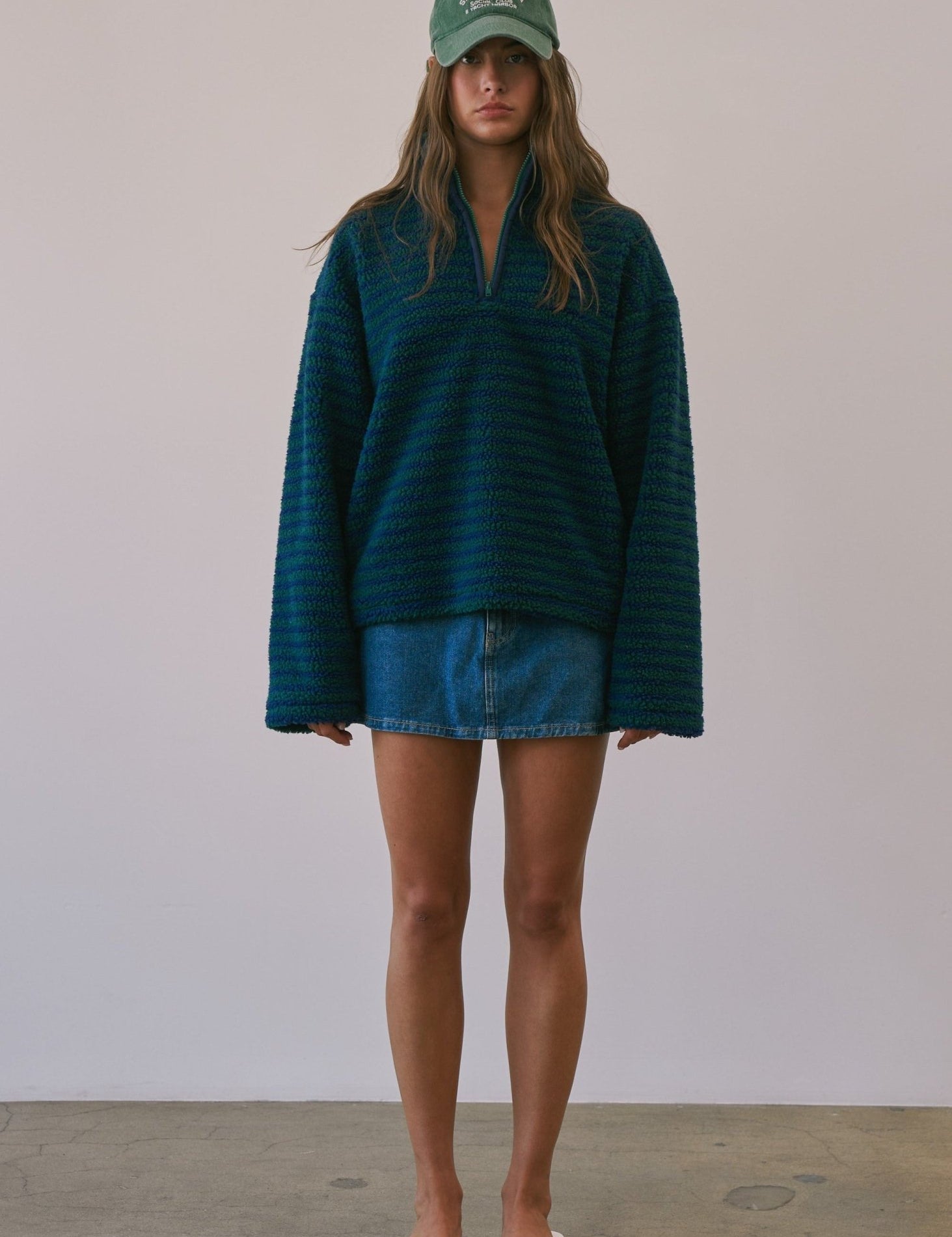 Sanctuary Striped Fleece Half Zip Pullover - Westly