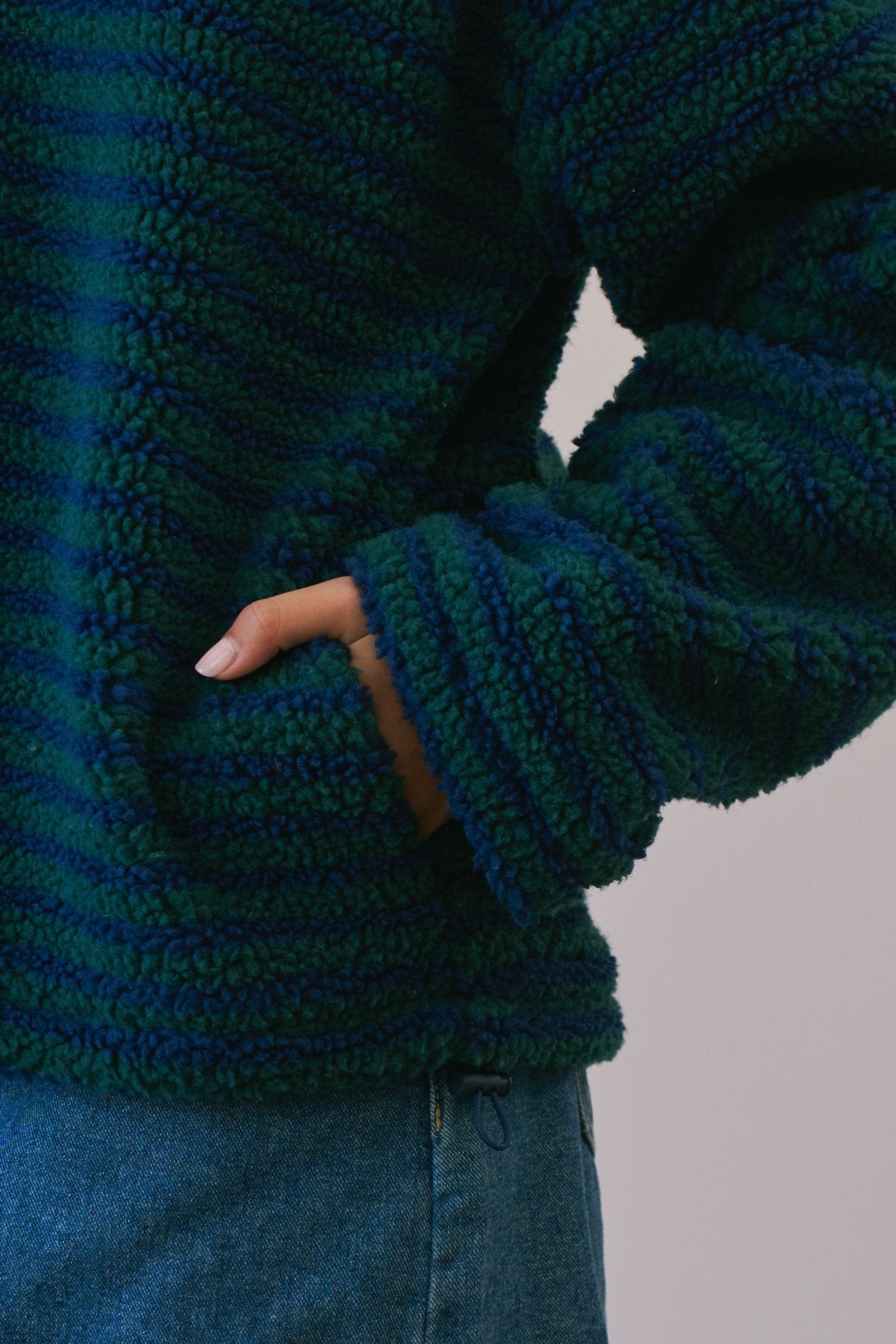 Sanctuary Striped Fleece Half Zip Pullover - Westly
