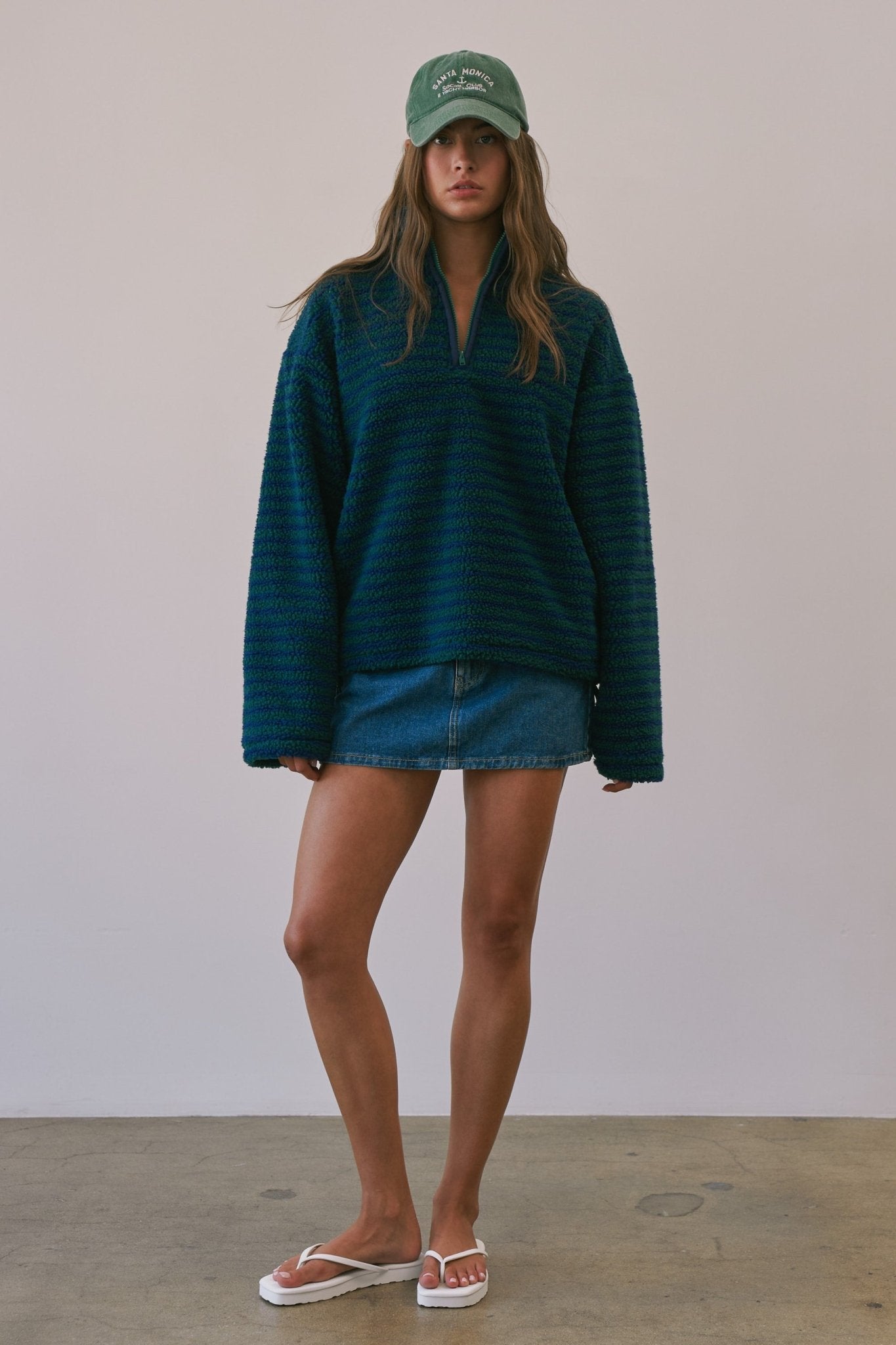 Sanctuary Striped Fleece Half Zip Pullover - Westly