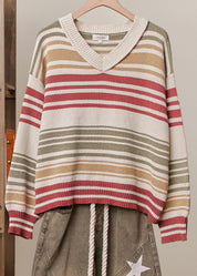 Sandbar Multi Stripe Color Knit Sweater - Westly