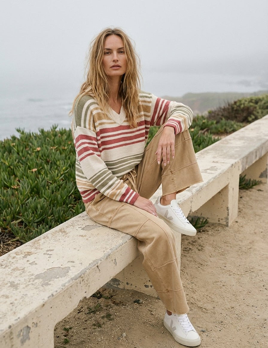 Sandbar Multi Stripe Color Knit Sweater - Westly