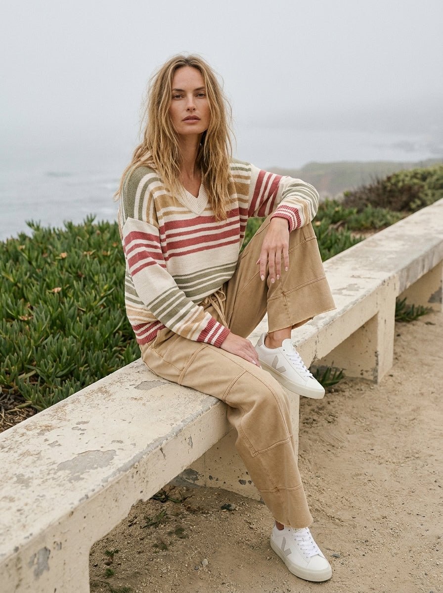 Sandbar Multi Stripe Color Knit Sweater - Westly
