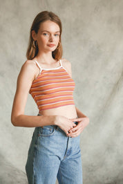 Sara Striped Ribbed Crop Cami Top - Westly