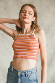 Sara Striped Ribbed Crop Cami Top - Westly