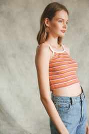 Sara Striped Ribbed Crop Cami Top - Westly