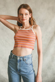 Sara Striped Ribbed Crop Cami Top - Westly