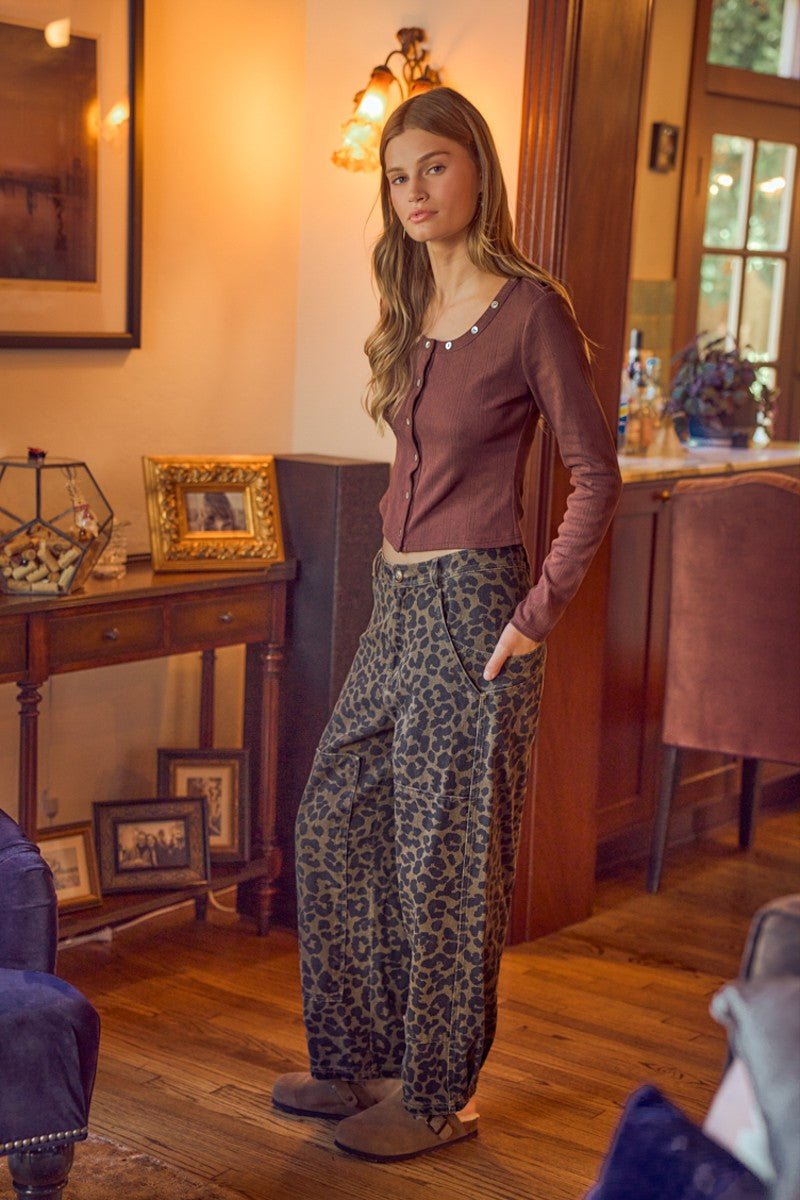 Savanna Walk Leopard Barrel Pants - Westly