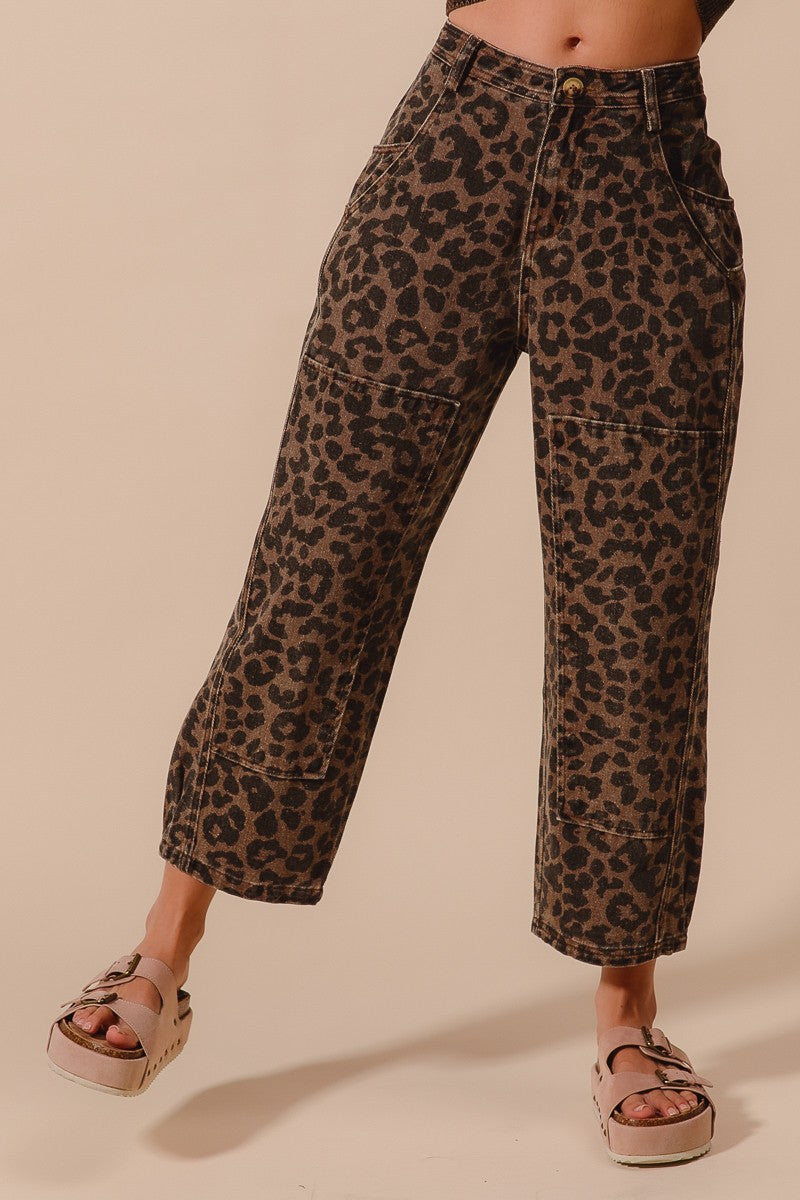 Savanna Walk Leopard Barrel Pants - Mocha Leopard