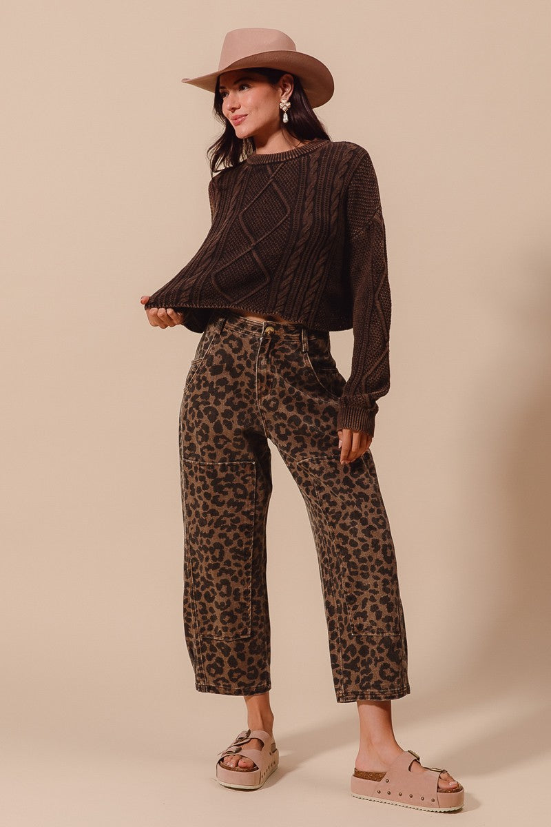 Savanna Walk Leopard Barrel Pants - Mocha Leopard