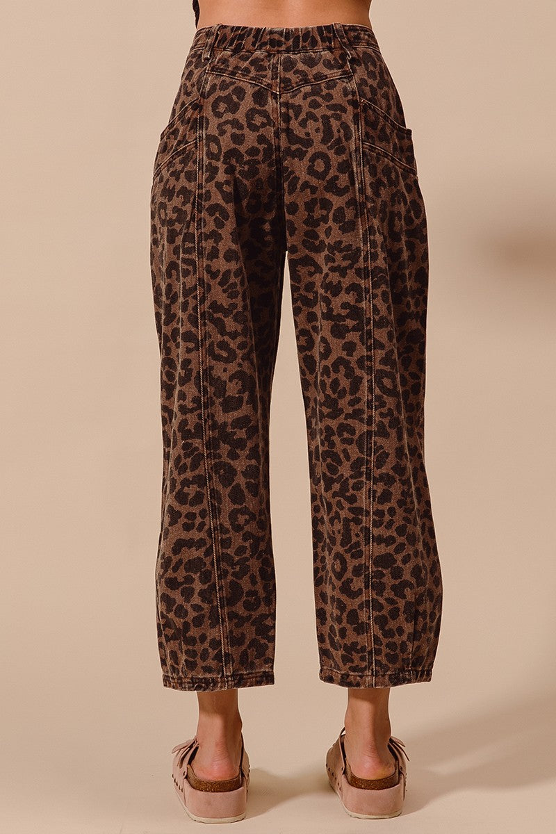 Savanna Walk Leopard Barrel Pants - Mocha Leopard