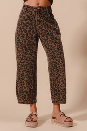 Savanna Walk Leopard Barrel Pants - Mocha Leopard