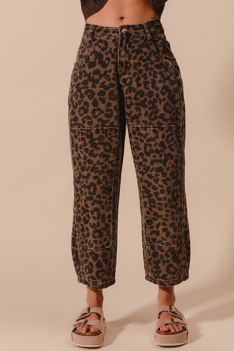 Savanna Walk Leopard Barrel Pants - Mocha Leopard