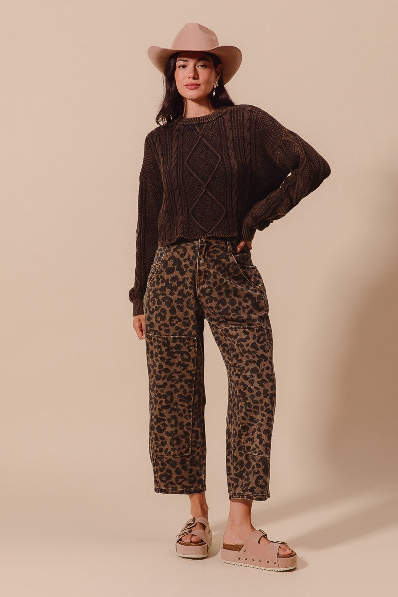 Savanna Walk Leopard Barrel Pants - Mocha Leopard