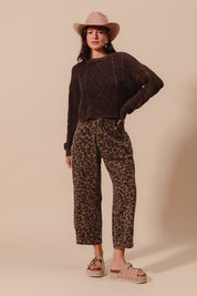 Savanna Walk Leopard Barrel Pants - Mocha Leopard