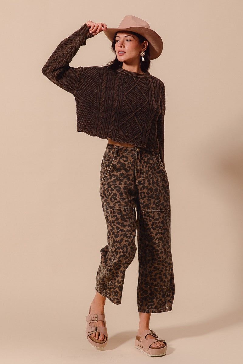 Savanna Walk Leopard Barrel Pants - Mocha Leopard