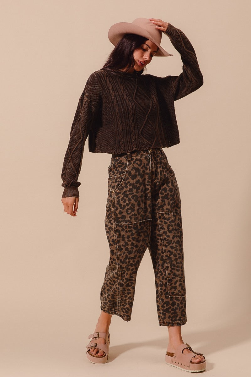 Savanna Walk Leopard Barrel Pants - Mocha Leopard
