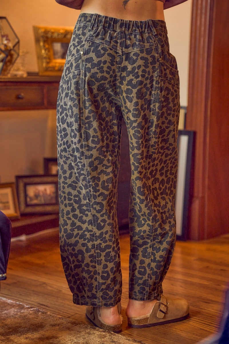 Savanna Walk Leopard Barrel Pants - Mocha Leopard