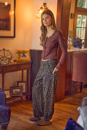 Savanna Walk Leopard Barrel Pants - Mocha Leopard