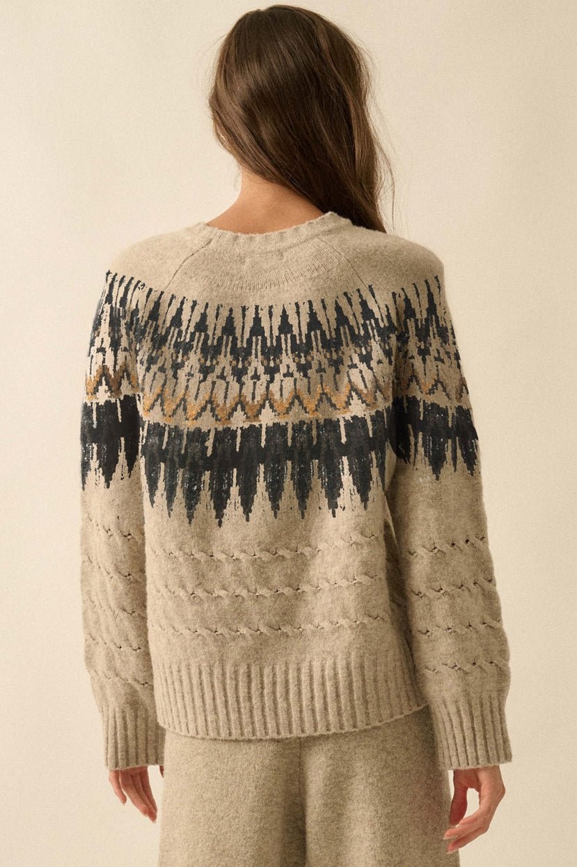 Sawtooth Cable Knit Raglan-Sleeve Sweater - Westly