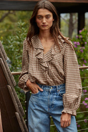 Sawyer Gingham Ruffle Blouse - Westly