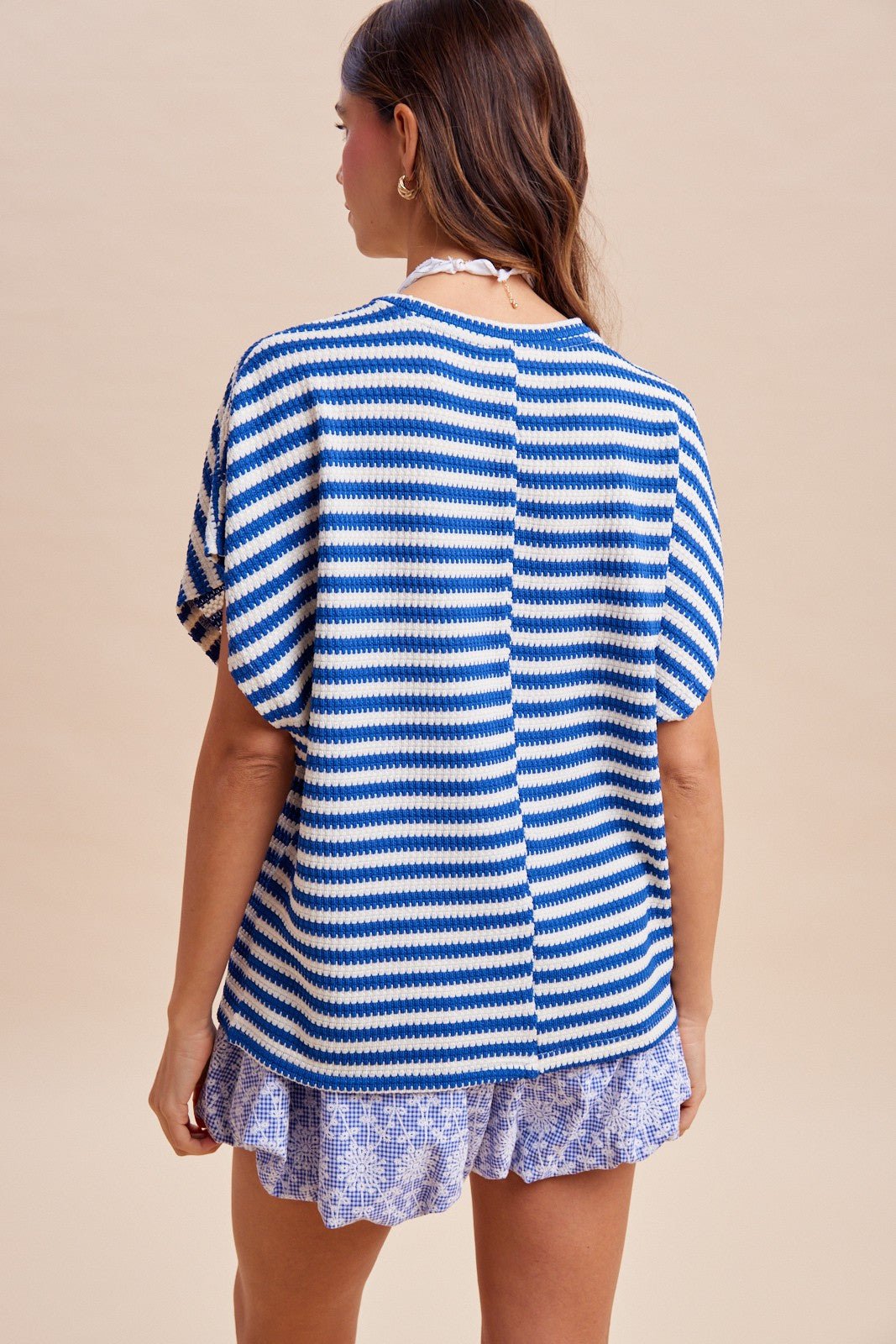 Saylor Striped Waffle Knit Oversized Top - Westly