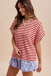Saylor Striped Waffle Knit Oversized Top - Westly