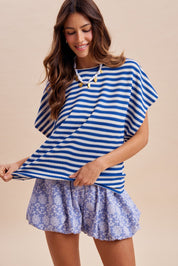 Saylor Striped Waffle Knit Oversized Top - Westly