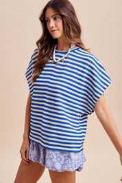 Saylor Striped Waffle Knit Oversized Top - Westly