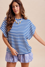 Saylor Striped Waffle Knit Oversized Top - Westly