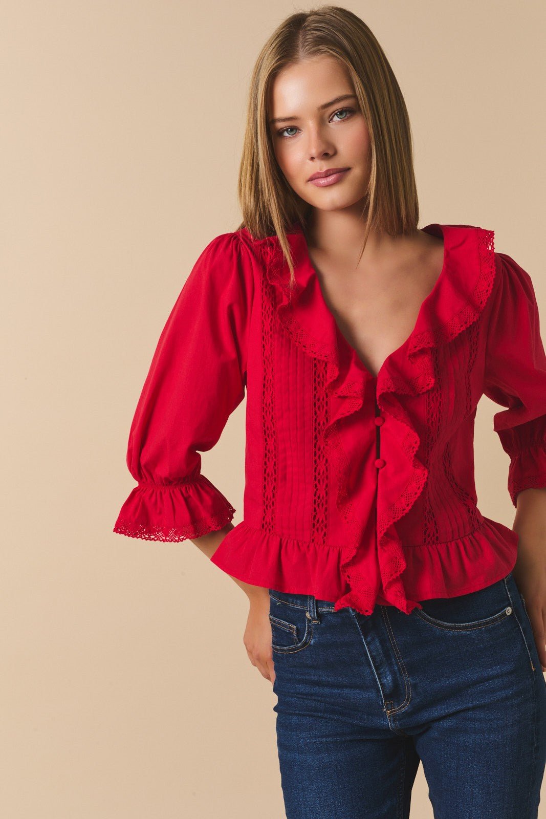 Scarlet Ruffle Trim Blouse - Westly