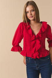 Scarlet Ruffle Trim Blouse - Westly