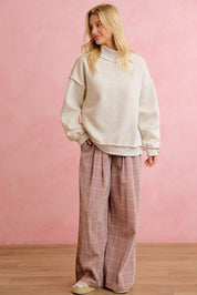 Schoolhouse Rock Pleated Plaid Wide Leg Pants in Dusty Lavender Rust, photo 7