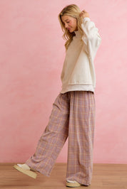 Schoolhouse Rock Pleated Plaid Wide Leg Pants in Dusty Lavender Rust, photo 8