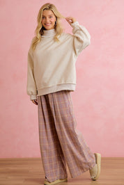 Schoolhouse Rock Pleated Plaid Wide Leg Pants in Dusty Lavender Rust, photo 9