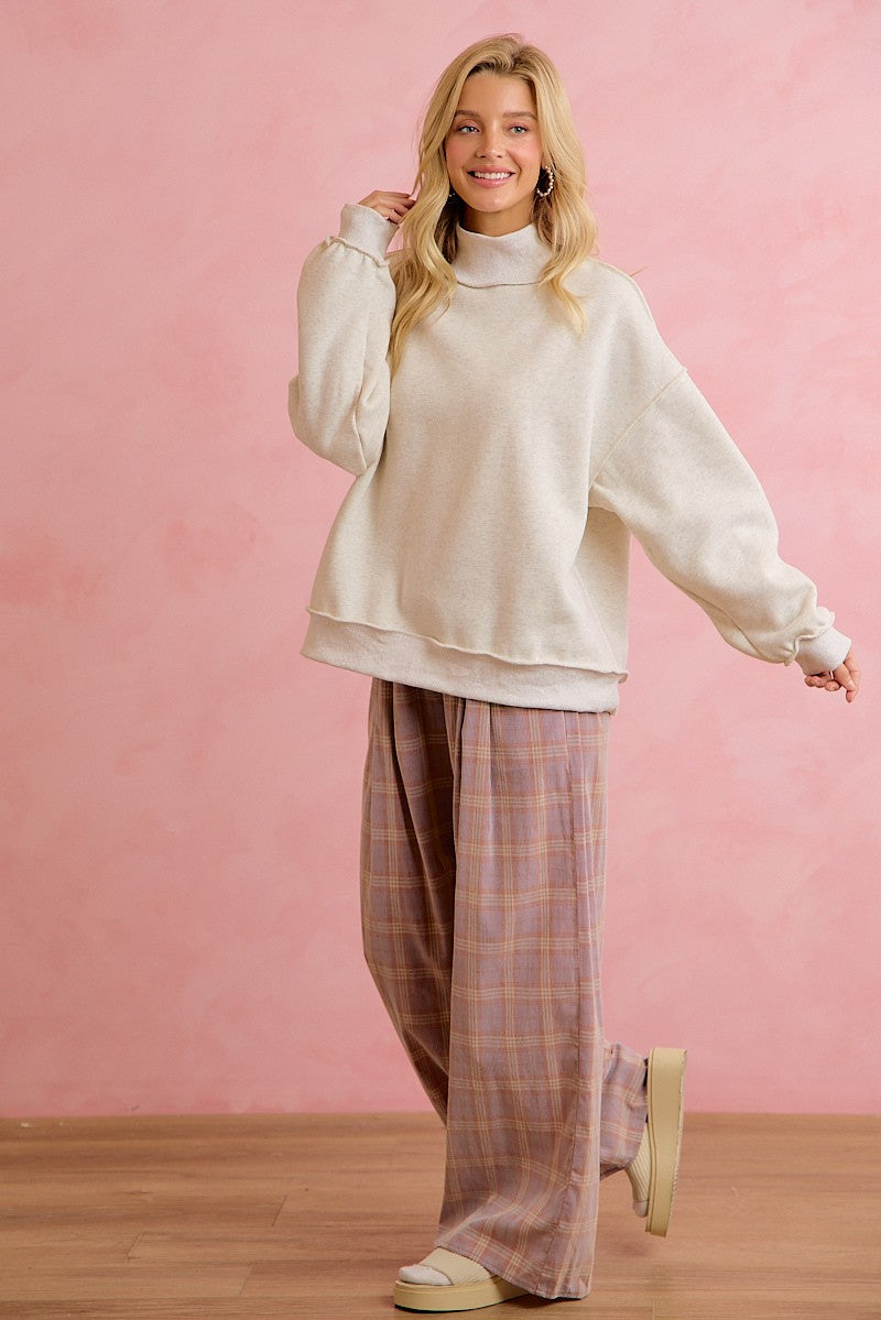 Schoolhouse Rock Pleated Plaid Wide Leg Pants in Dusty Lavender Rust, photo 11
