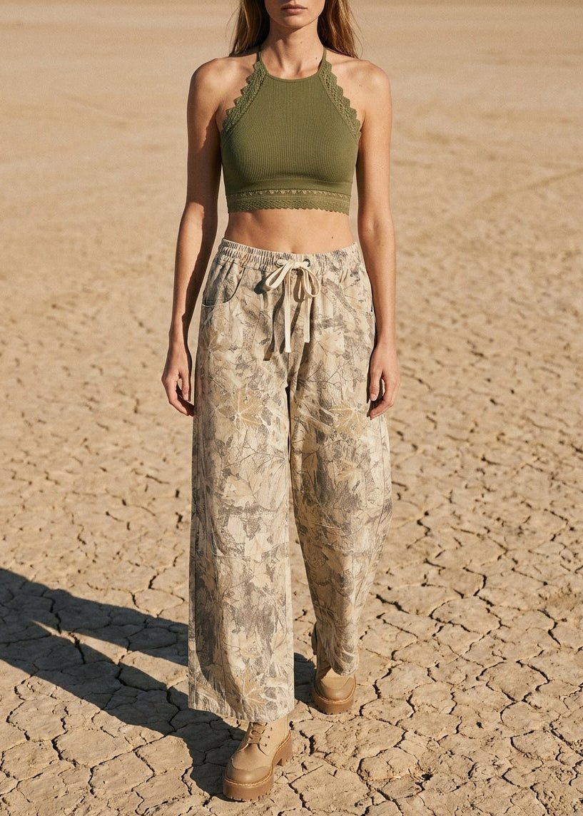 Scout Camo Print Barrel Leg Pants - Westly
