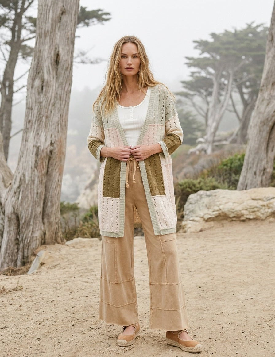 Sea Cliff Color Block Patch Cardigan - Westly