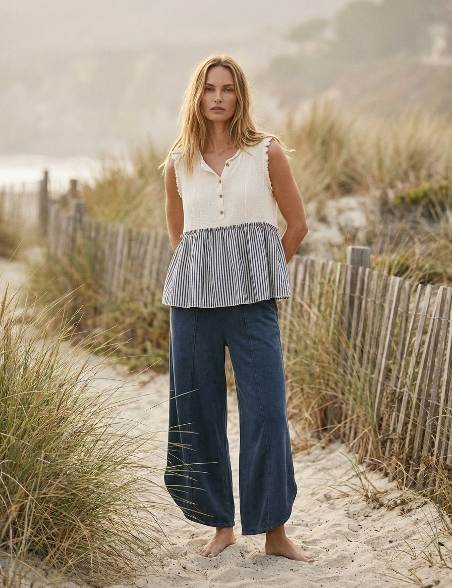 Seabrook Striped Tiered Sleeveless Top - Westly