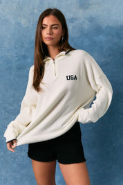Seabrook USA Half Zip Sweater in White - product photo 1