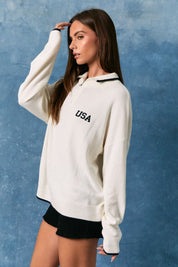 Seabrook USA Half Zip Sweater in White - product photo 3