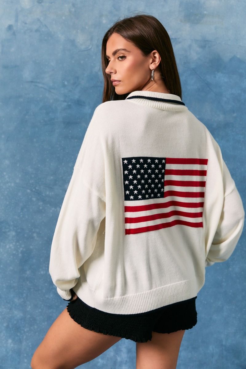 Seabrook USA Half Zip Sweater in White - product photo 4