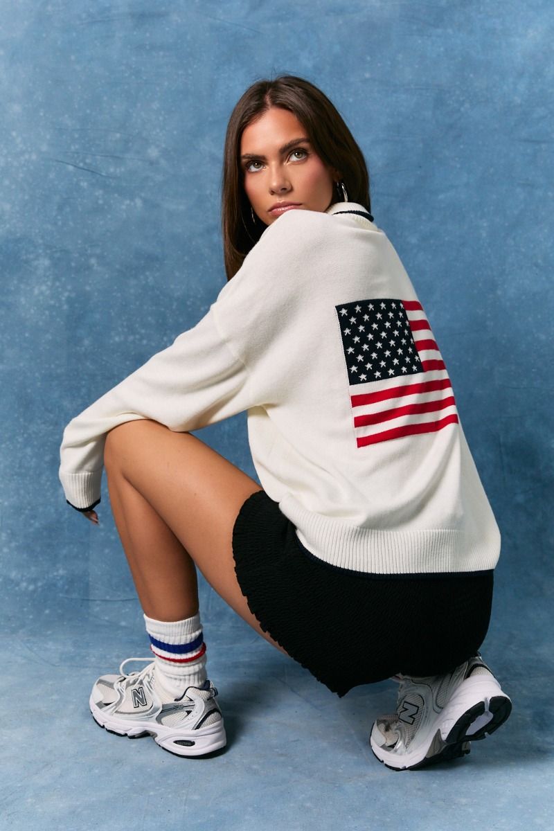 Seabrook USA Half Zip Sweater in White - product photo 6