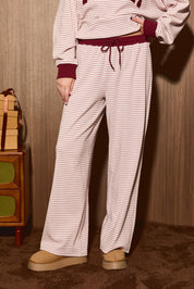 Season of Rest Striped Knit Lounge Pants in Dusty Pink Stripe — product photo 01