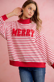 Seasons Greetings Stripe Appliqué Pullover - Westly