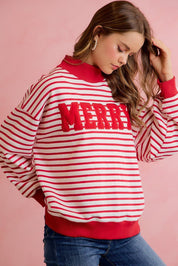 Seasons Greetings Stripe Appliqué Pullover - Westly