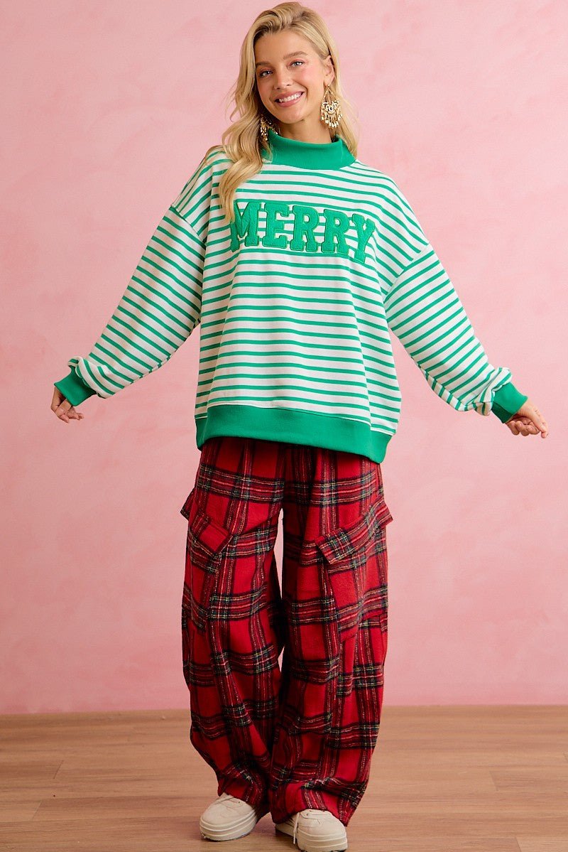 Seasons Greetings Stripe Appliqué Pullover - Westly
